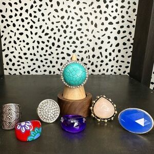 Assorted Costume Rings Set Faux Stones Multiple Styles